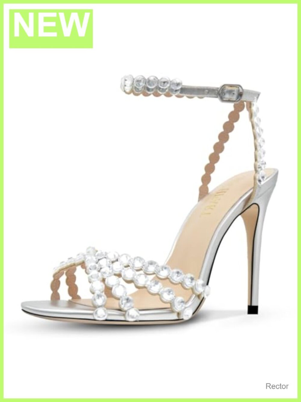 Rhinestone Stiletto High Heels Strappy Buckle Sandals Round Toe Dressy Pumps